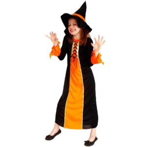 Orange Black Witch Dress For Girls