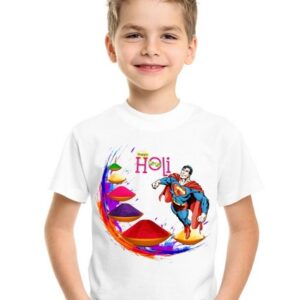 Superman Print Holi Tshirts for kids