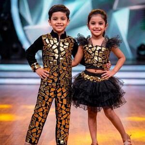 Golden Mirror Western Dance Dress For Kids