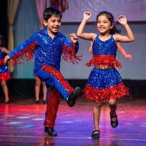 Blue Red Western Dance Outfit