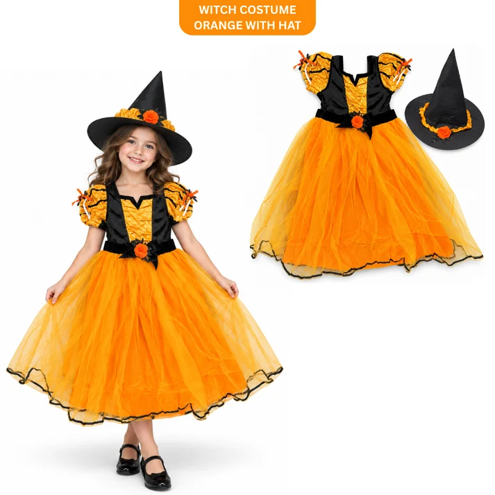 Witch Costume Orange with Hat